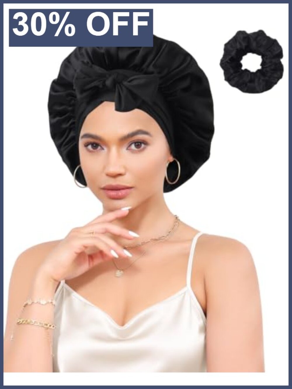 100% Mulberry Silk Bonnet Reversible Hair Wrap Adjustable Sleep Cap